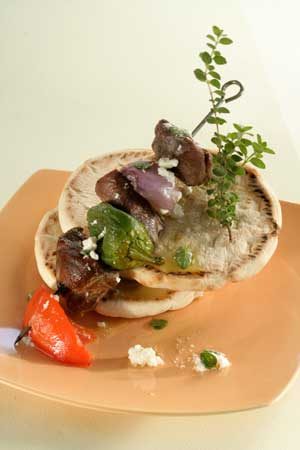 Lamb, Peppers, Tomatoes and Pita Bread Make the Perfect Souvlaki