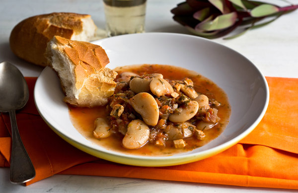 Giant Beans with Spinach, Tomatoes and Feta