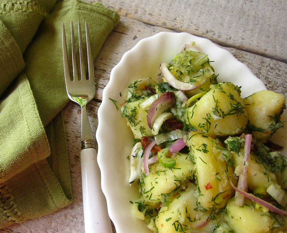 Ikaria potato salad with herbs and scallions