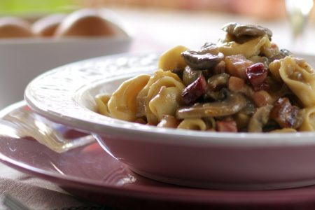 Tortellini, Mushrooms and Bacon