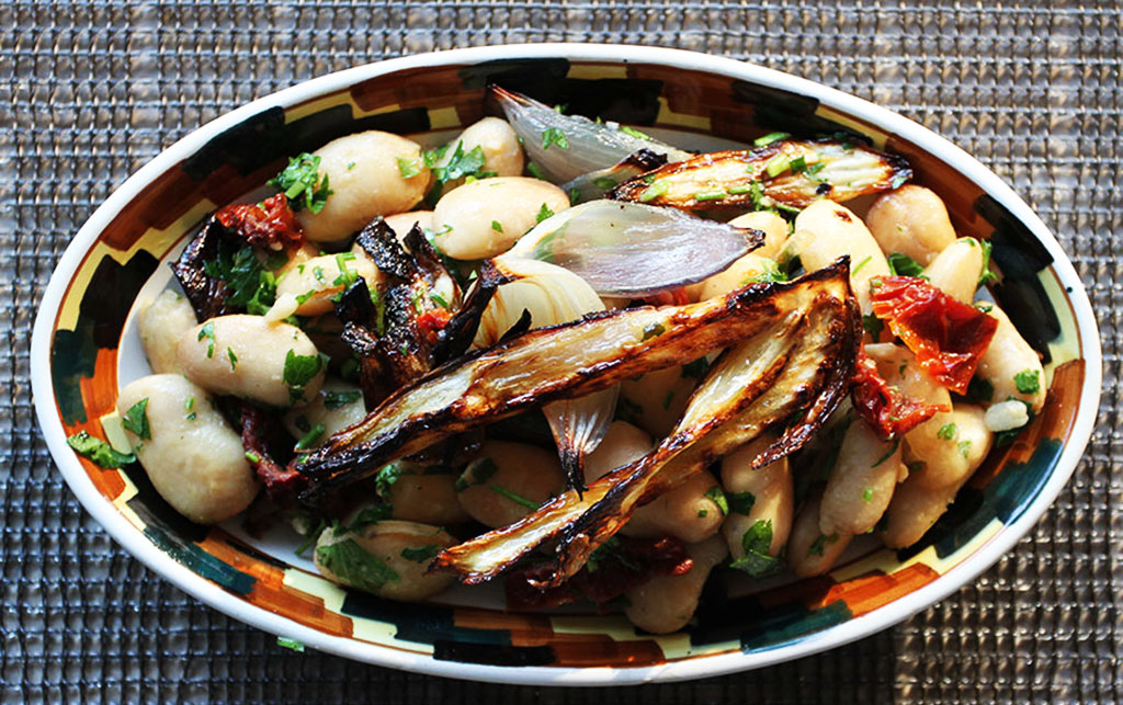 Giant Bean Salad with Charred Vegetables