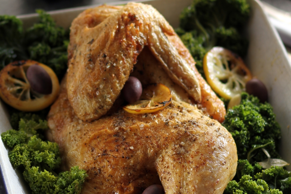 Roasted Lemon Chicken with Kale