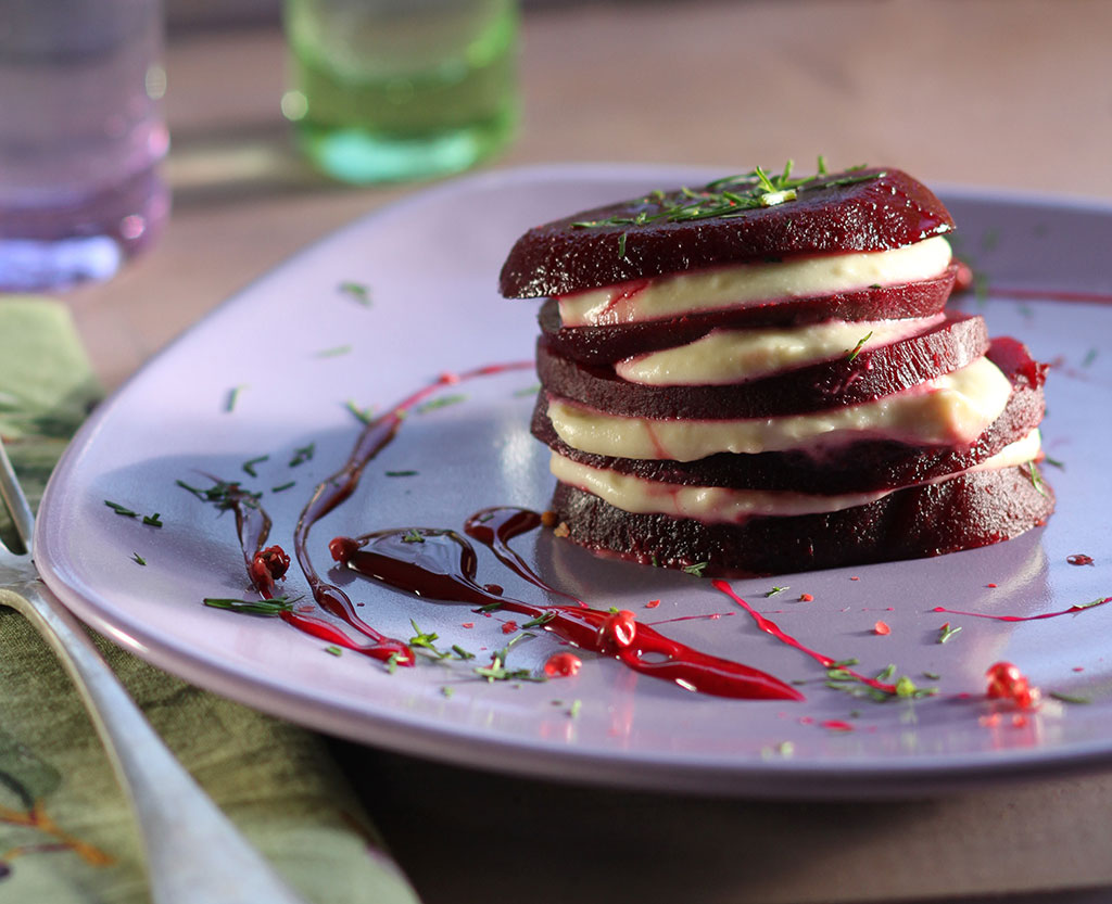 Beet Napoleon with Taramosalata