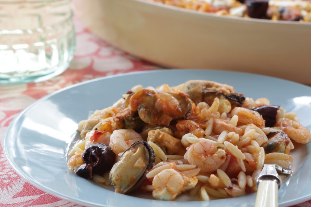 Baked Seafood Orzo