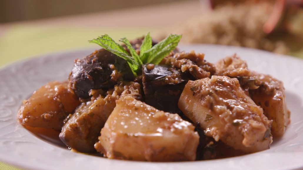Eggplant Stewed with Trahana