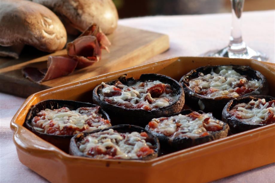 Portobellos Stuffed with Kasseri and Pasturma