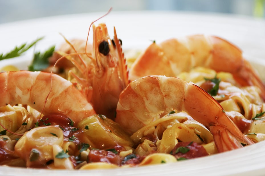 Lemony Noodles with Prawns