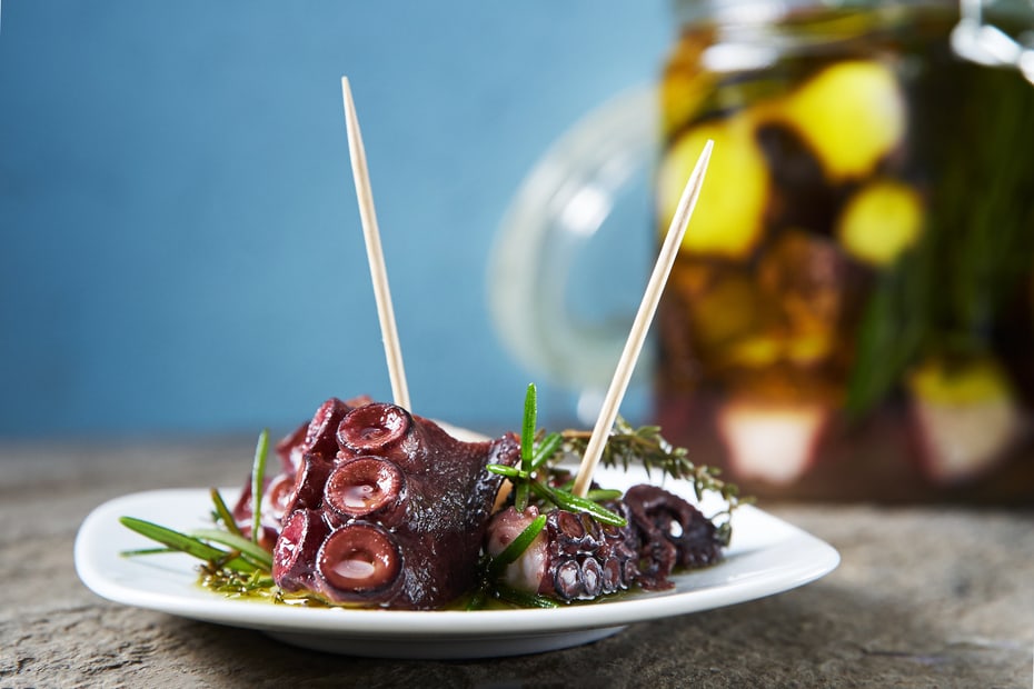Recipe for Marinated Octopus with Dried Tomatoes & Capers