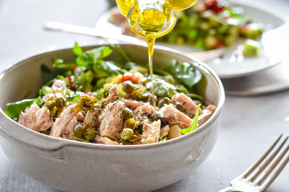 Tuna Salad with Arugula, Celery and Roasted Pepper