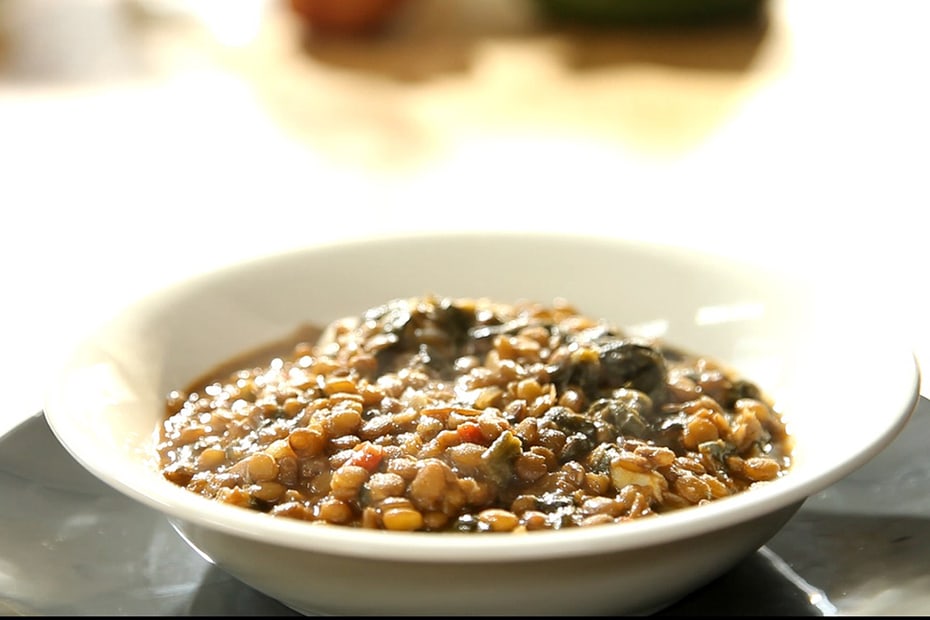 Lentil Soup with Green Olive Paste