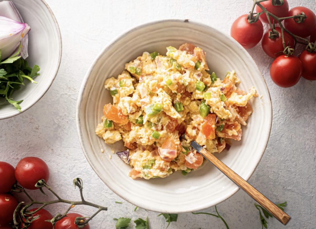 Spicy Scrambled Eggs. A recipe by Diane Kochilas