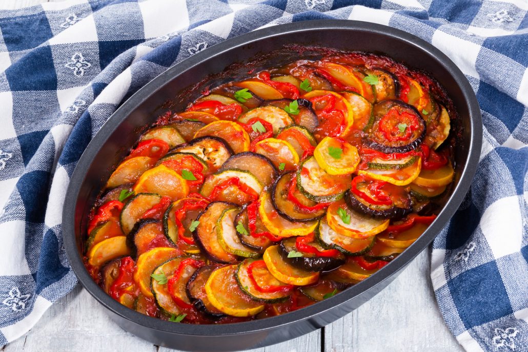 Spiced Layered Ratatouille With Homemade Harissa