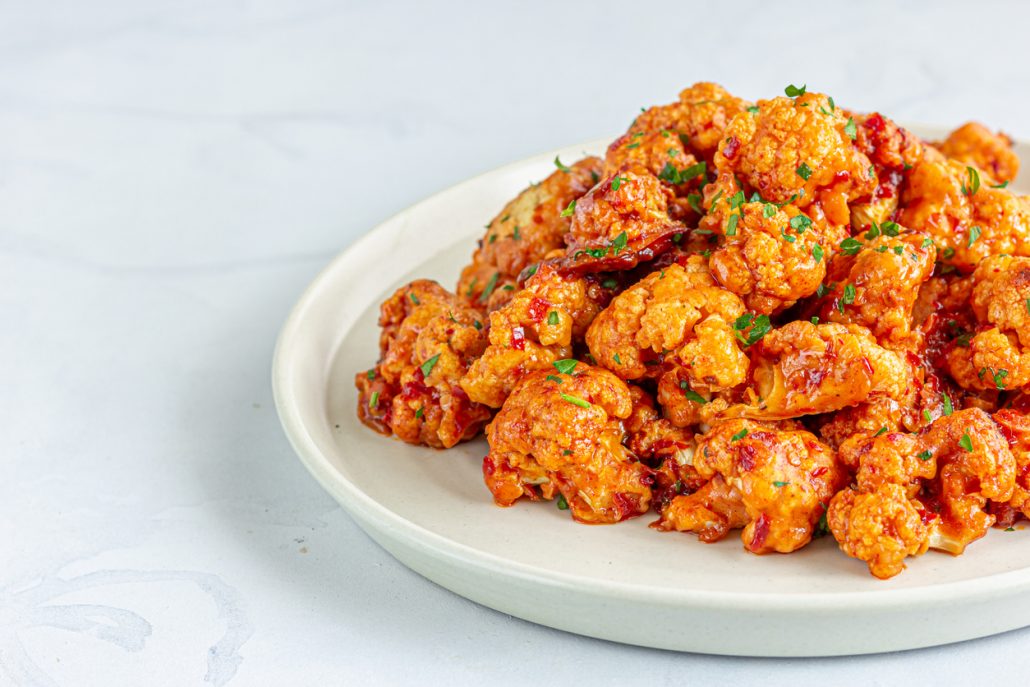 Crunchy Greek Buffalo Cauliflower