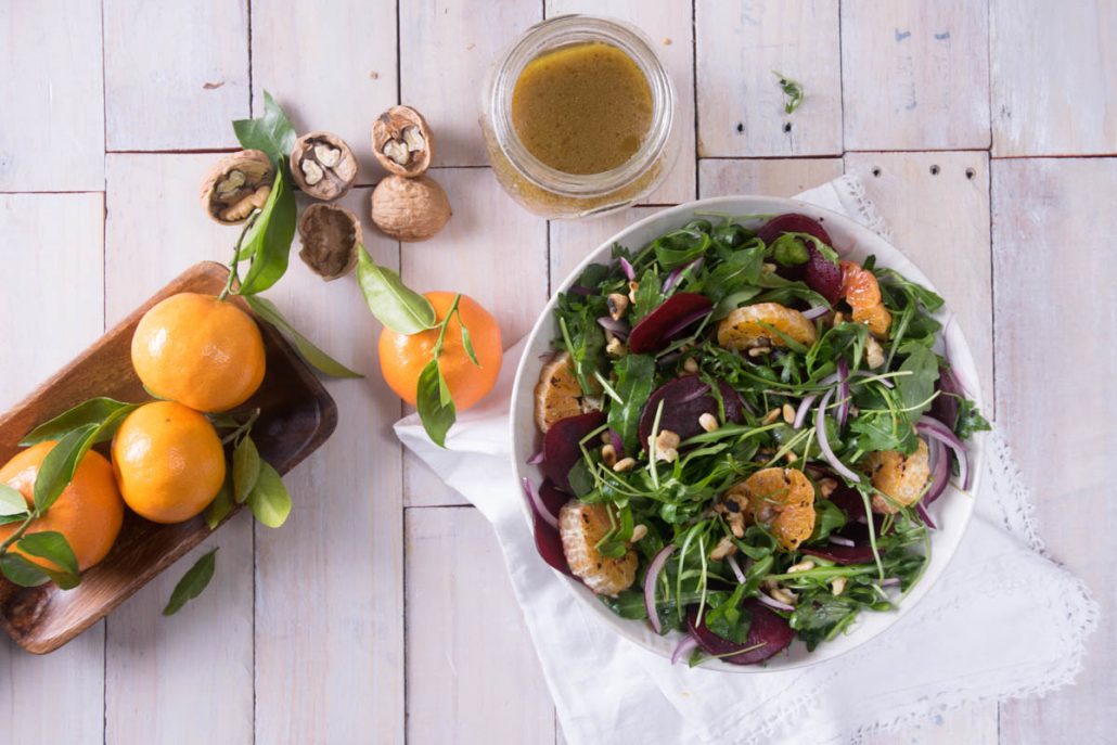 Roasted Beet & Tangerine Salad with Arugula & Walnuts