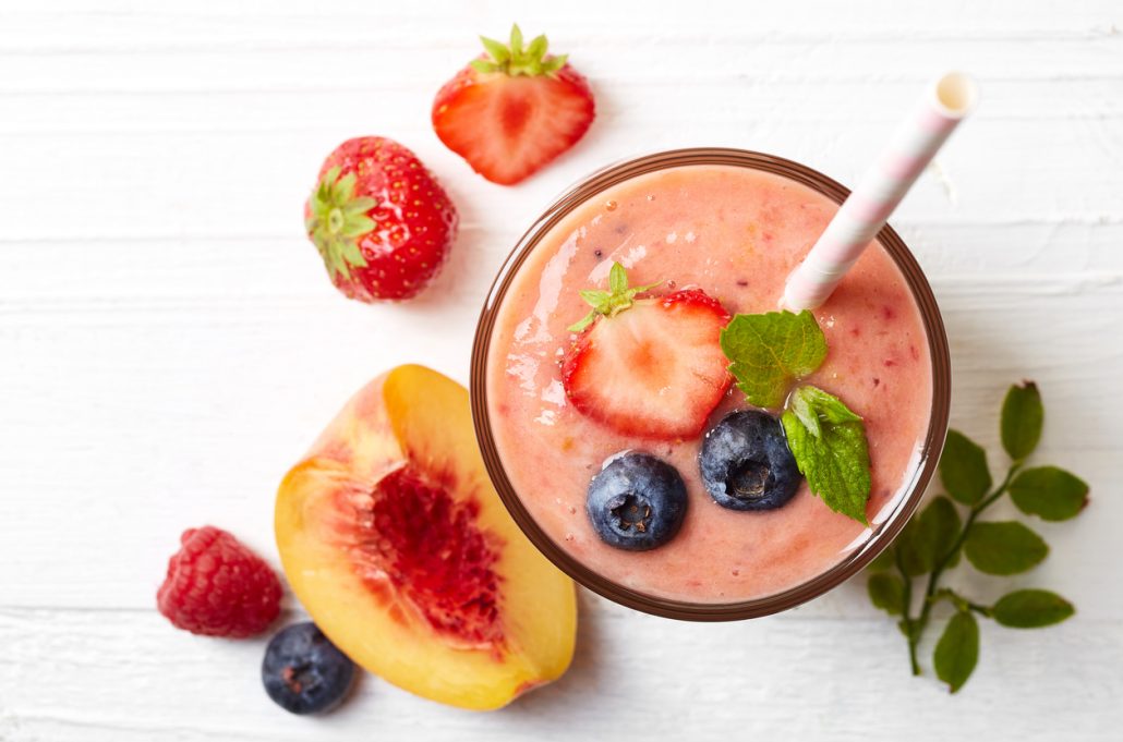 s Spring to Summer Smoothie with strawberries, berries and peaches
