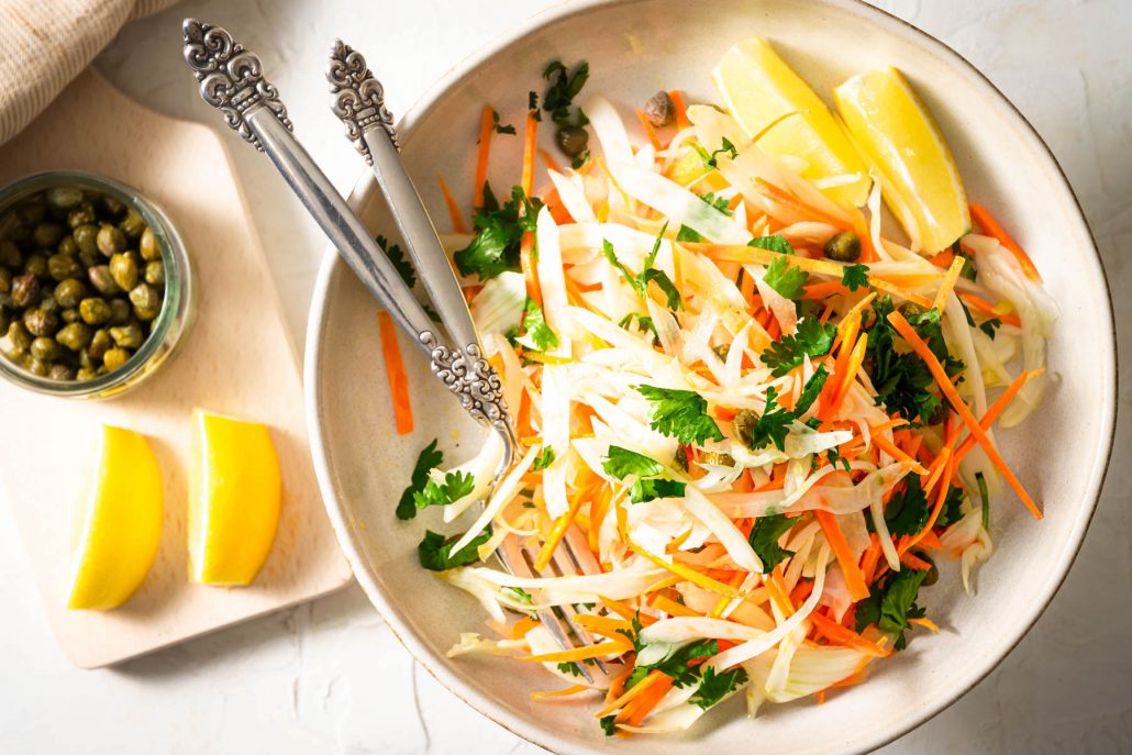 Fennel Slaw with Carrots, Capers & Coriander