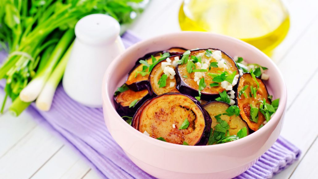 Panfried eggplant with feta cheese