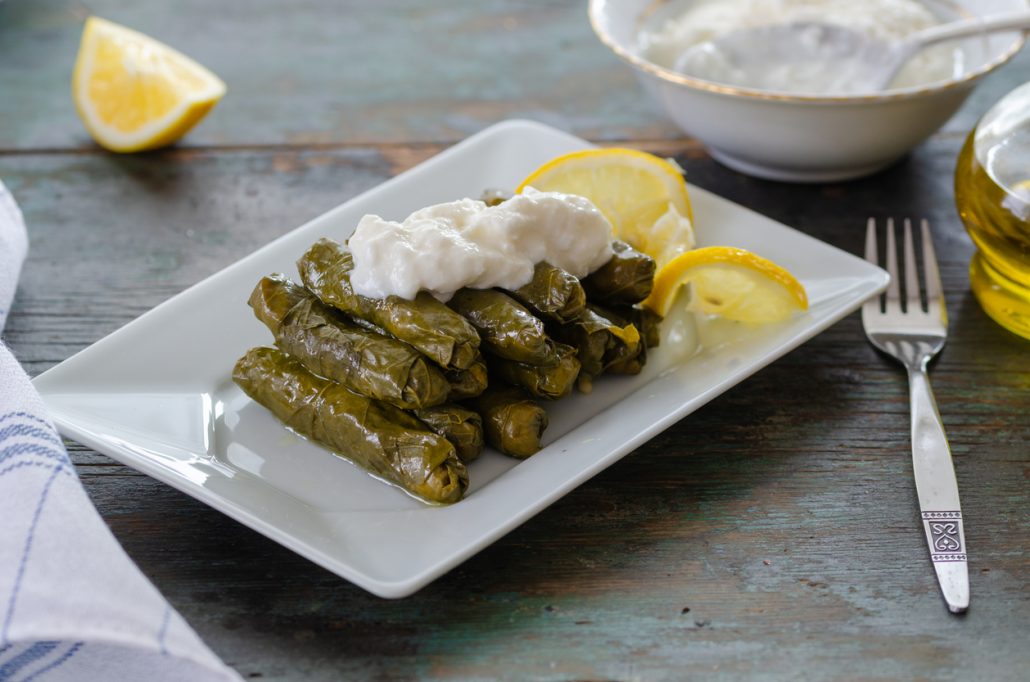 Dolmades, stuffed grape leaves