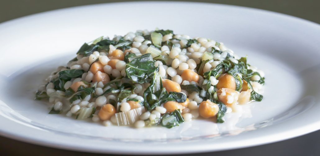 Couscous with Chickpeas, swiss chard and and ginger