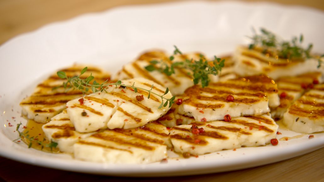 Grilled halloumi with greek honey.