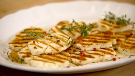 Grilled halloumi with greek honey.