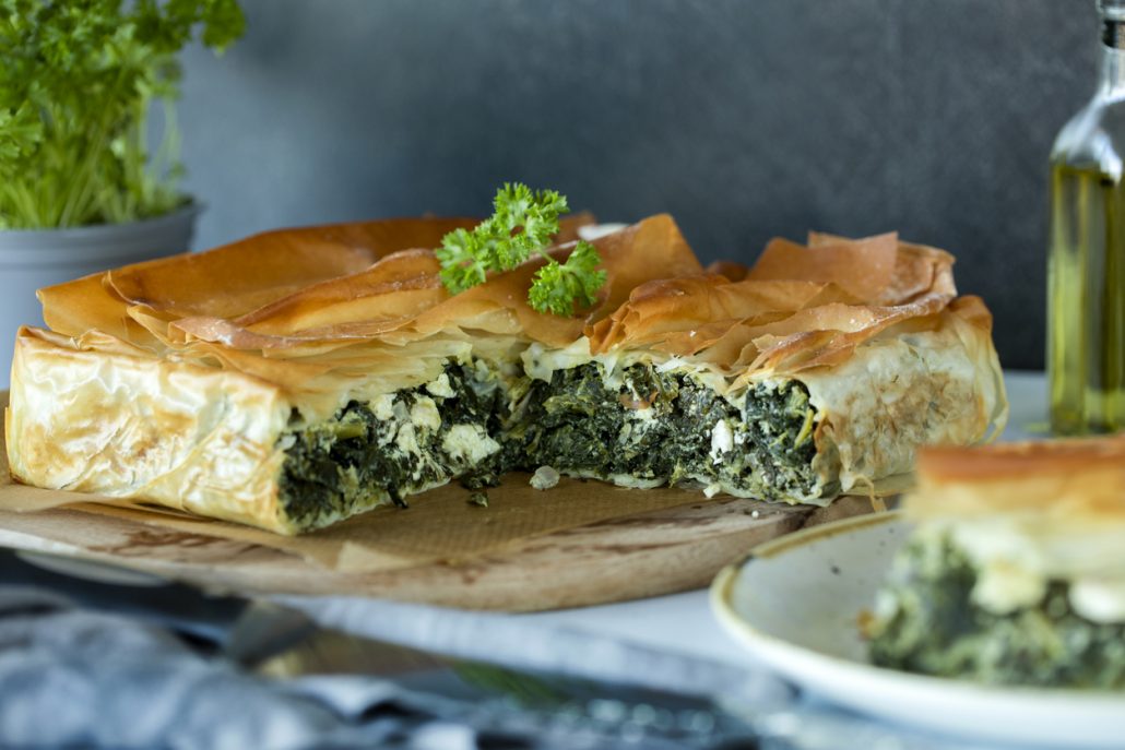 Ingredients in Spanakopita. Greek Spinach pie - Spanakopita