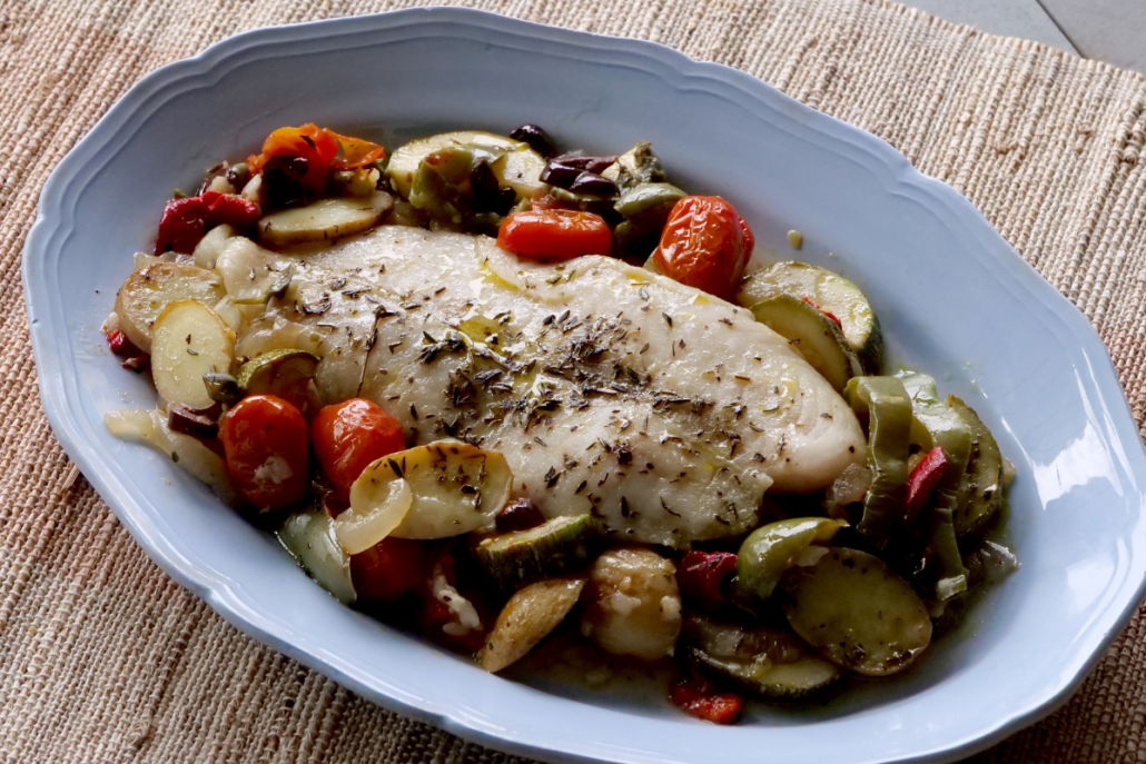 Traybake Roasted Fish Fillets and Vegetable “Briam”