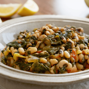 Black-Eyes Peas with Chard & Olives